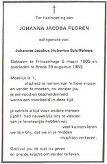 Bidprentje Johanna Jacoba Flooren