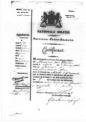 Certificaat van de Nationale Militie van Hendrik van Groezen
