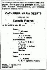 Familieadvertentie overlijden Catharina Maria Geerts