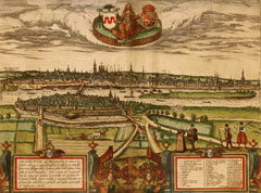 Maastricht in de Civitates Orbis Terrarum van Braun en Hogenberg, 1575