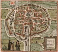 Middelburg in Civitates Orbis Terrarum van Braun en Hogenberg, 1575
