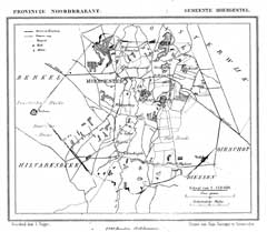 Moergestel in de gemeenteatlas van Kuyper 1867 (Wikimedia Commons)