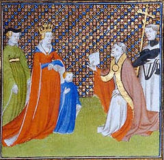 Eadgifu van Engeland met haar jonge zoon Lodewijk van Overzee.