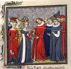 Lodewijk II ontvangt de regalia als koning van Frankrijk