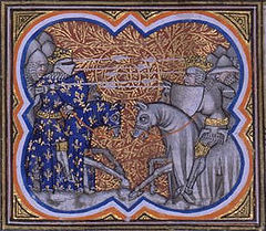 Lodewijk VI van Frankrijk en Hendrik I van Engeland bij de slag van Brémule