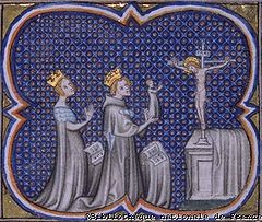 Lodewijk VII van Frankrijk met zijn derde vrouw, Adela van Champagne en hun zoon Filips