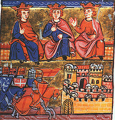 Overleg tussen Koenraad III, Lodewijk VII en Boudewijn II in Jerusalem