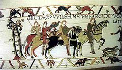 Willem de Veroveraar op jacht met haviken, op het tapijt van Bayeux